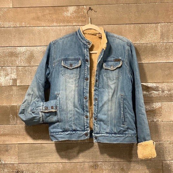 RuffHewn well worn fleece lined jean jacket size Medium - Picture 1 of 11